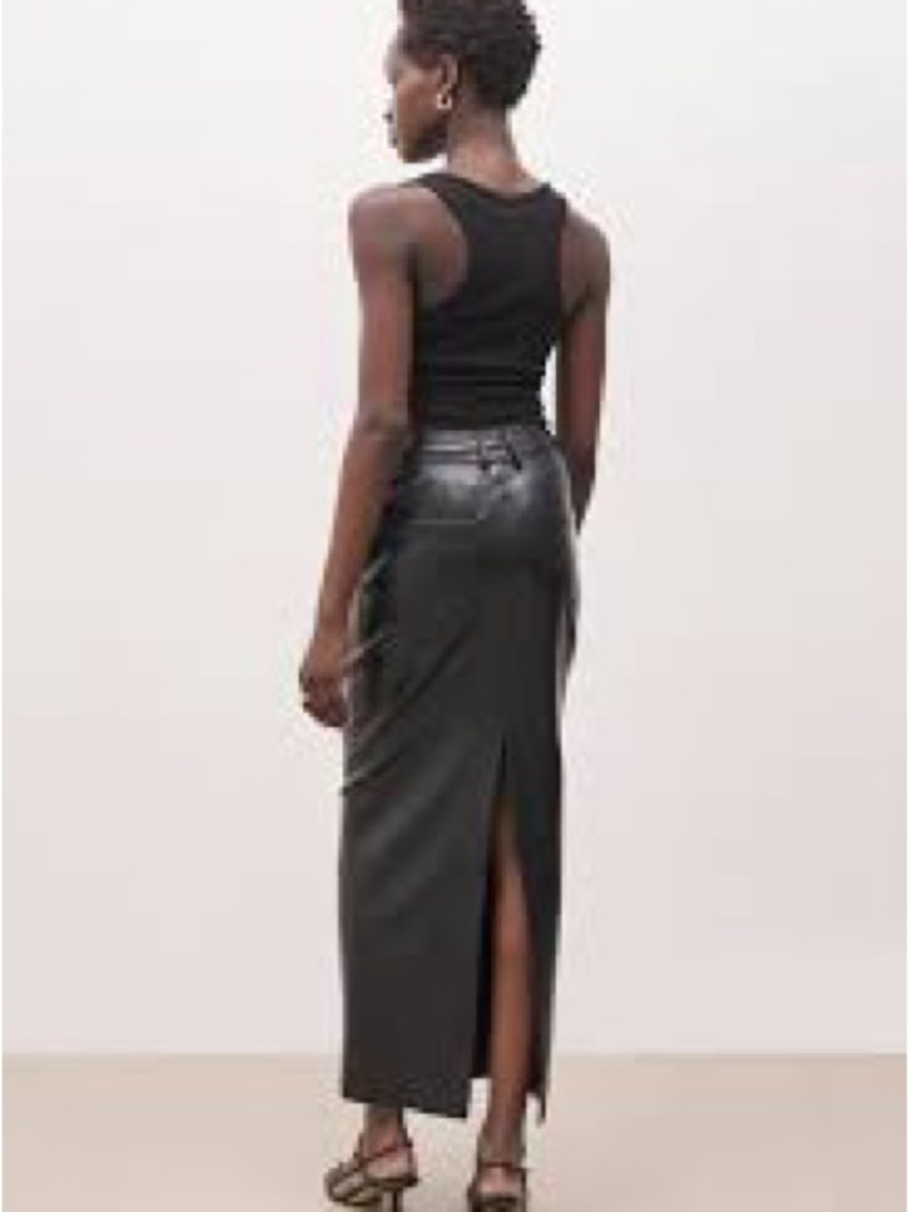 BOA Sleek Black Faux Leather Pencil Skirt S